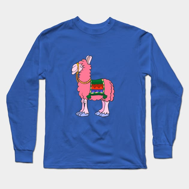 Red llama with an decorative cover on the back Long Sleeve T-Shirt by duxpavlic